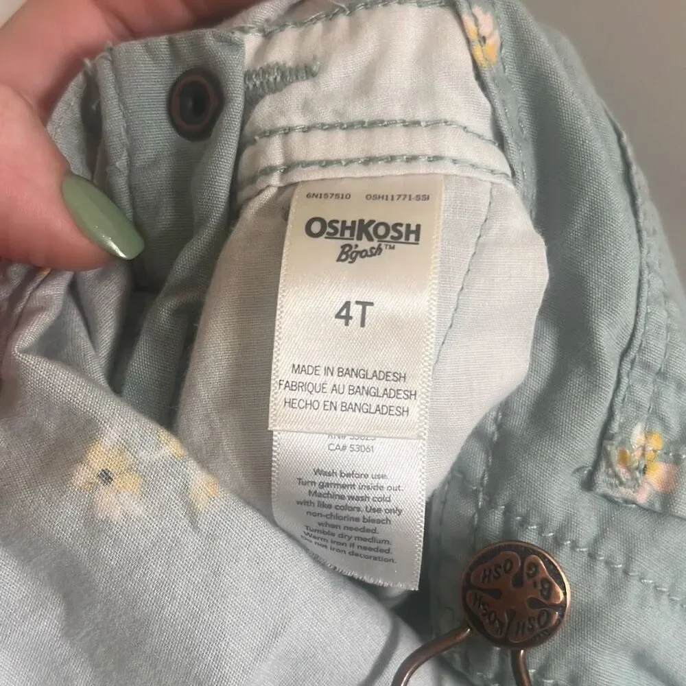 ✨OshKosh B'gosh® Toddler Girls Green Floral  Sz 4T Shortall✨